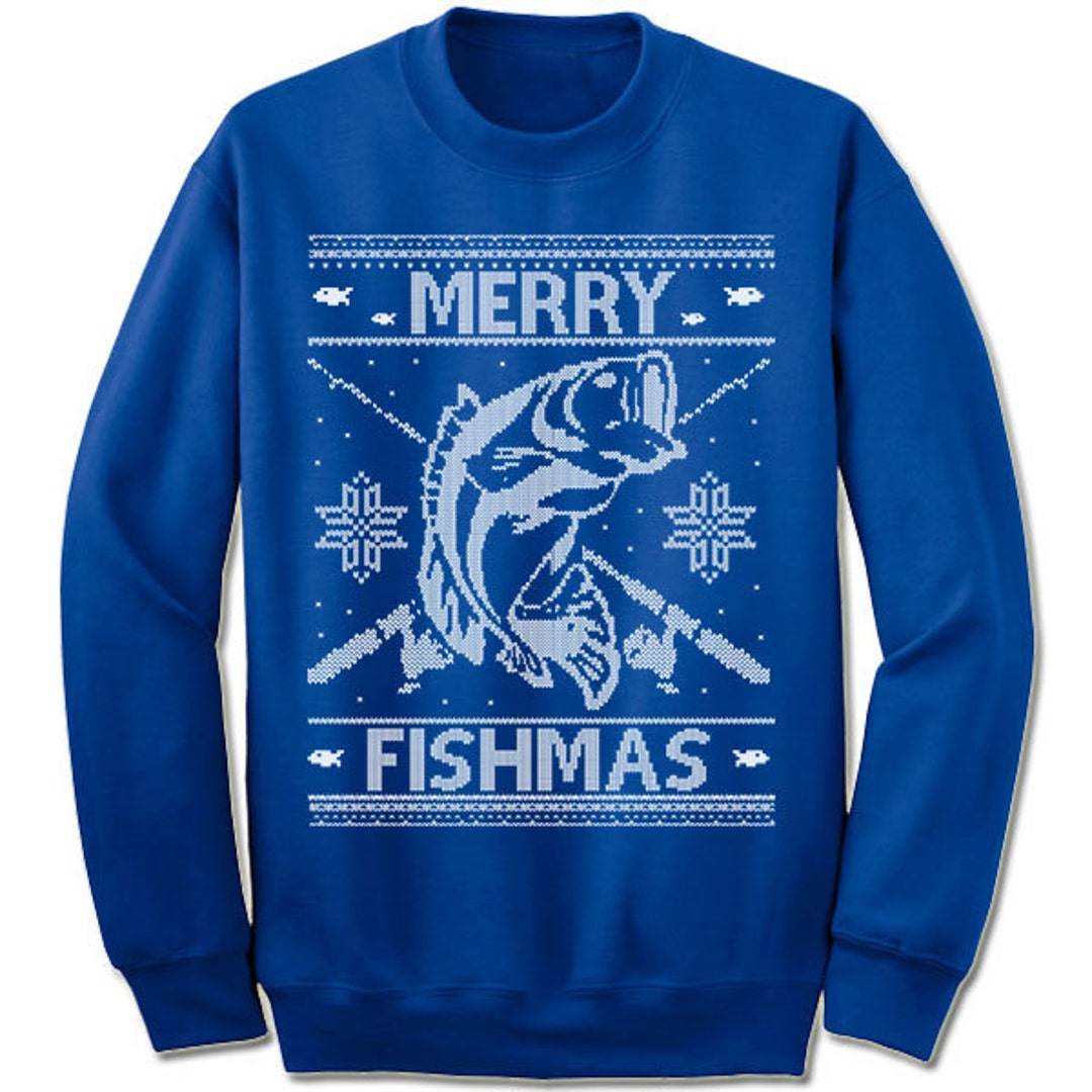 Merry Fishmas Ugly Christmas Sweater. Fisherman. Fish. Fishing