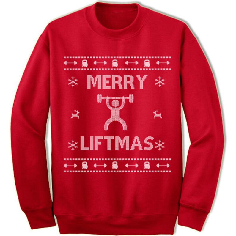 Merry Liftmas Christmas Ugly Sweater. Lifting. Bodybuilding. Fitness