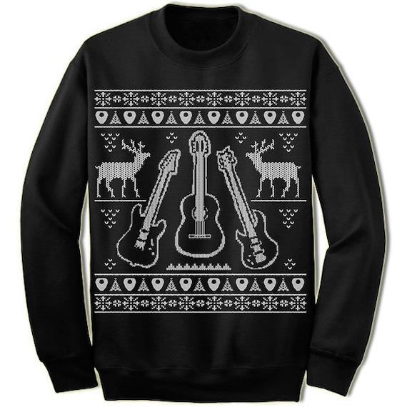 Guitar Ugly Christmas Sweater. Gift for Guitarist. Bassist. Ugly Sweater.  Band. Merry Christmas. Sweatshirt. Ugly Christmas Sweater. Party. 