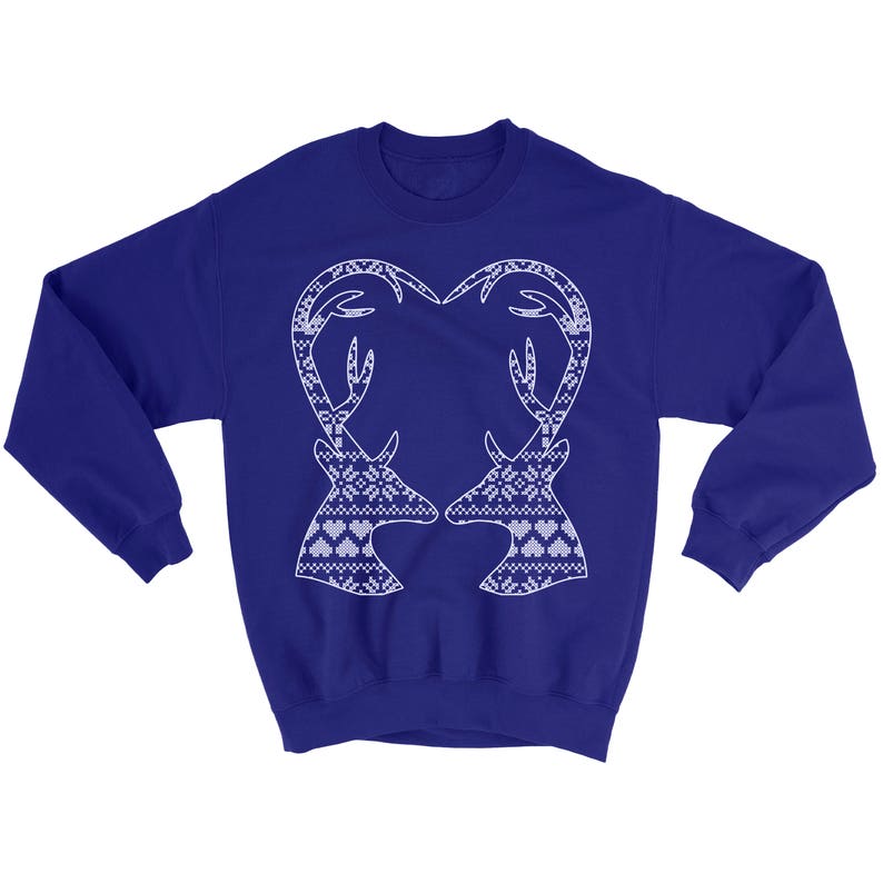 Kids Youth Deer Heart Christmas Sweatshirt. Unisex Boy Girl Sweater. Ugly Christmas. image 3