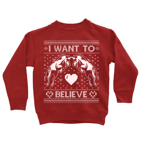 Toddler I Want to Believe Christmas Sweatshirt. Unisex Kids Ugly