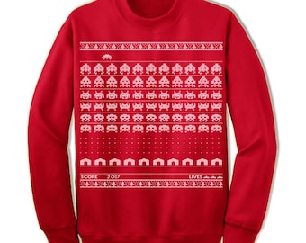 Geeky Gamer Christmas Sweatshirt: Vintage Computer Game Ugly Sweater