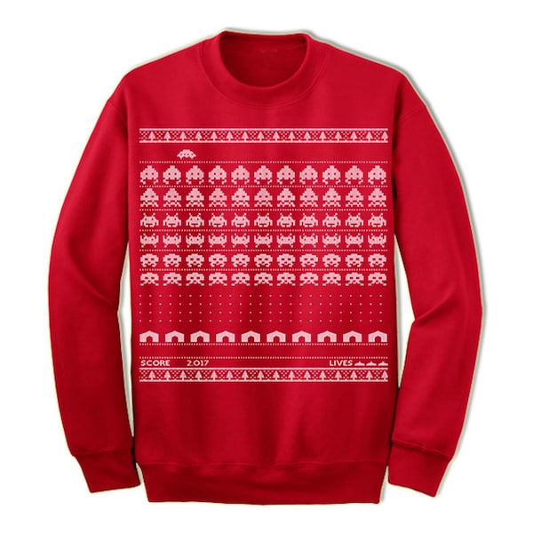 Geeky Gamer Christmas Sweatshirt: Vintage Computer Game Ugly Sweater