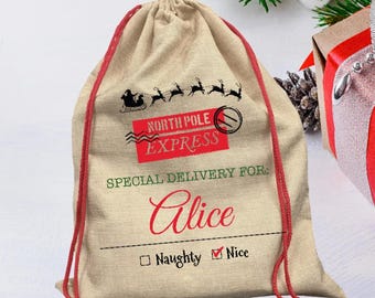 Personalized Santa Sack: North Pole Express Delivery Gift Bag (25.9 x 19.7")