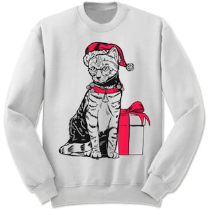 Cat Christmas Sweatshirt. Kitty. Meowy. Meow Meow. Purr Purr. Unisex Ugly Christmas Sweater. Party. Sweatshirt. Fleece.