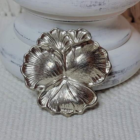 Sterling Pansy Flower Pendant Brooch