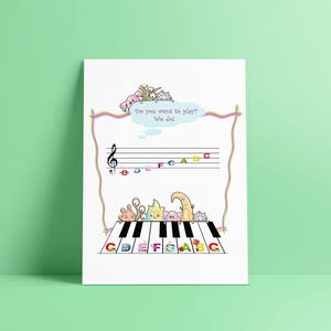 Nota musical / escala de música / escala de piano / cartel de los niños / caprichoso / diversión / impresión / arte de la pared / descarga digital instantánea