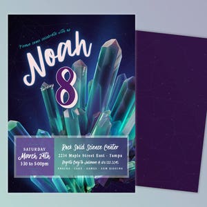 Geode Birthday Invite, Gemstone Birthday Invite, Agate Birthday Invite, Crystal, Crystal Birthday Invitation, Rock Birthday Party Invite