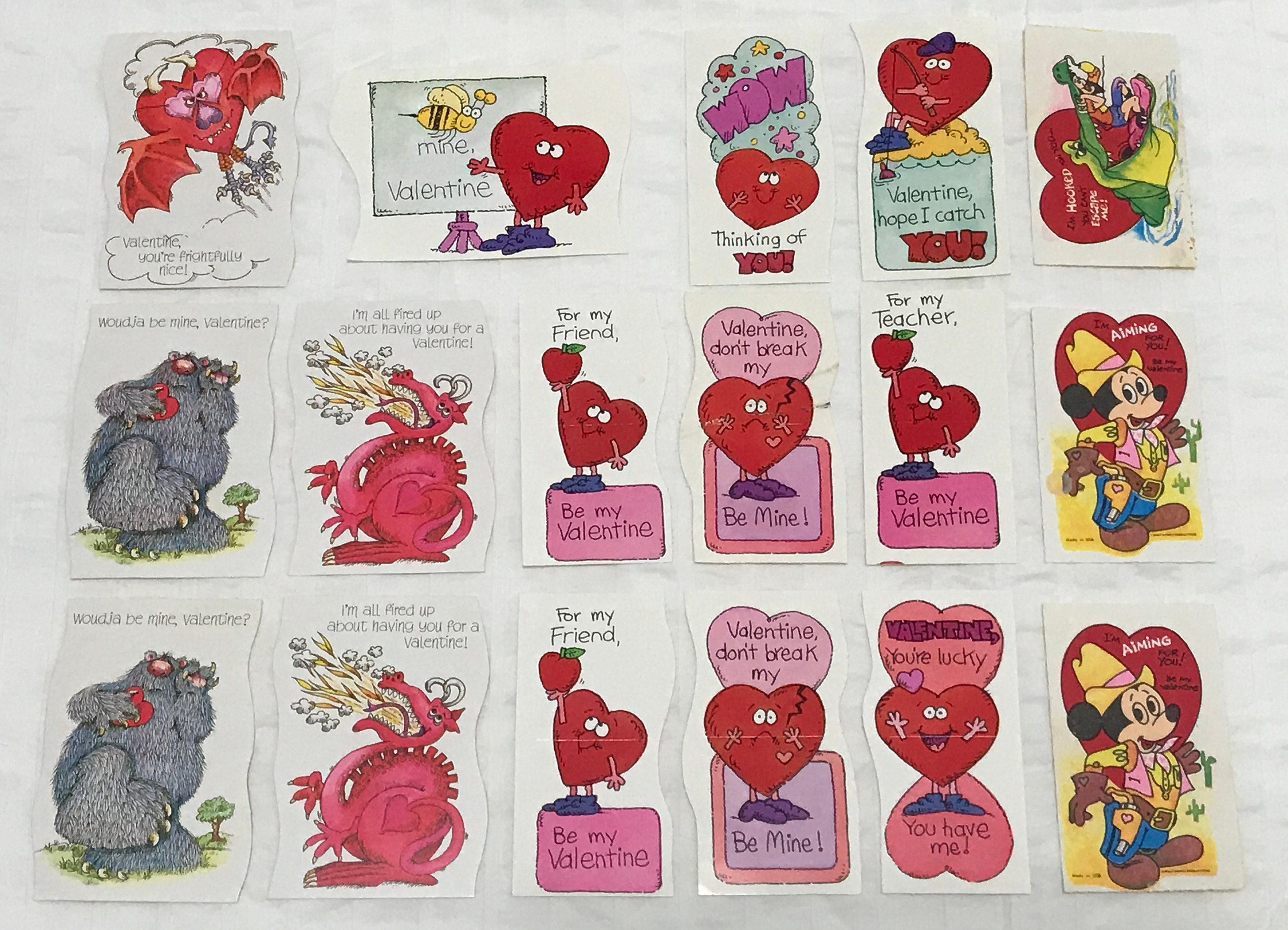 18 Retro Vintage 1980s Valentines Day Cards with Envelopes | Etsy