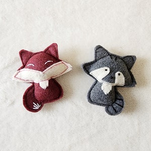 Cat Toys, Raccoon & Fox 2pc Cat Toy Bundle, with Organic Catnip and bells image 1