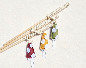 Cat Teaser Wand, Mushroom Cat Toy, with organic catnip, ribbons and bells!