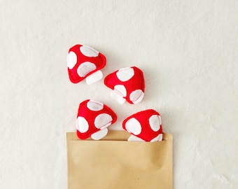 Cat Toys, Red Mushroom Bundle, with catnip and bells