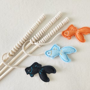 Cat Teaser Toys - Fish Pole - Cat Wand Toy - Organic Catnip and bells