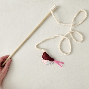 Cat Teaser Wand, Bird Cat Toy with ribbons, catnip and bell image 10