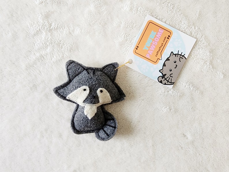 Cat Toys, Raccoon & Fox 2pc Cat Toy Bundle, with Organic Catnip and bells image 10