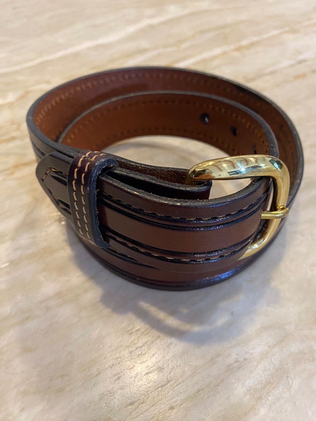 The Real Mccoy Gatlinburg TN Handcrafted Stitched Leather Belt Mens SX