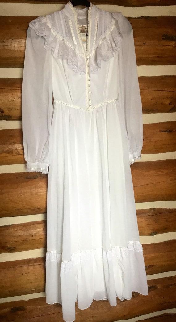 Vintage Gunne Sax White Long Western Wedding Prom