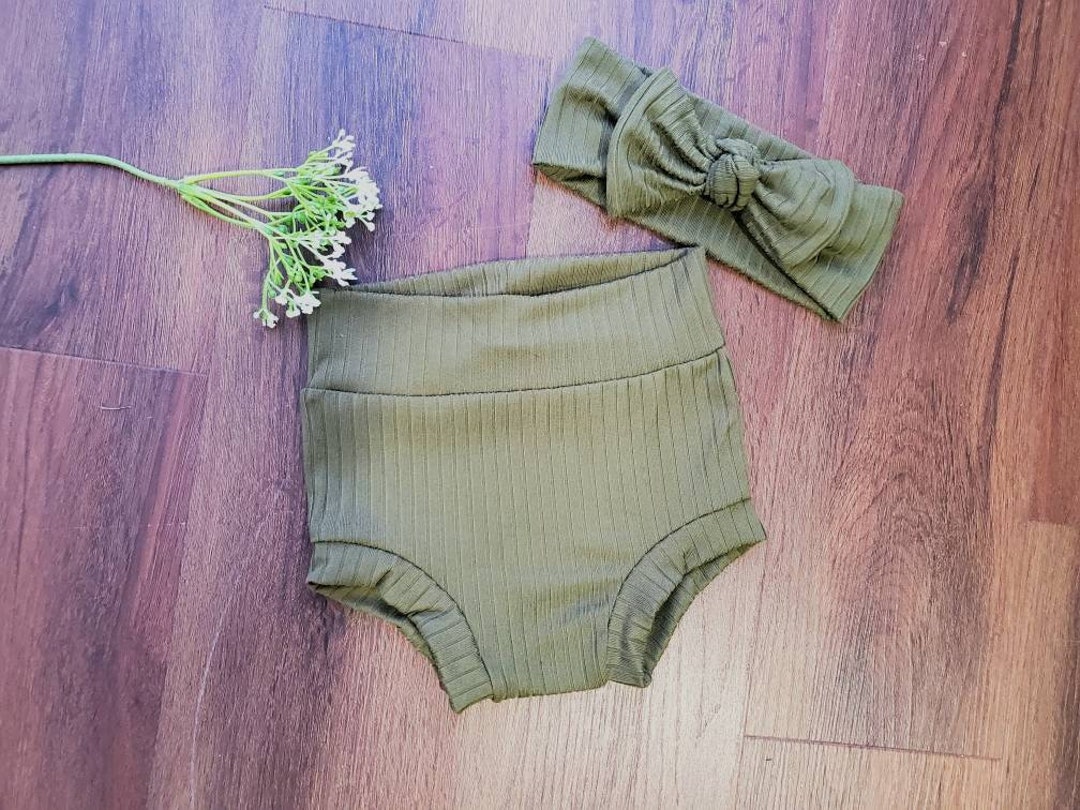 Army Green Baby Bummies Girl Shorties Olive Green Baby Etsy