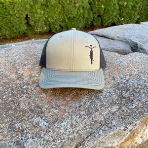 Fat Tire Mountain Bike Flexfit Fitted Hat Cream on Charcoal