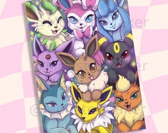 Carambolage Eeveelution Pokemon - Impression illustrée A4 A3 - MonsterMaker