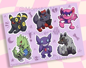 DarkType Pokémon - Feuille d'autocollants - MonsterMaker