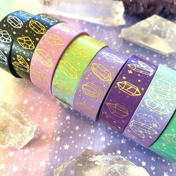 Witchy gemstones crystals -  foil washi tape 15mm x 10m - planner accessories - Monster Maker