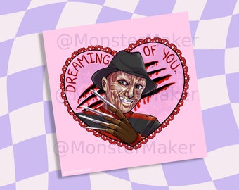 Freddy Horror Heart Valentine - Impression illustrée carrée - MonsterMaker