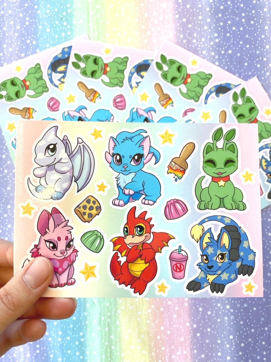 Neopets pastel rainbow nostalgia Hoja de pegatinas Etsy España