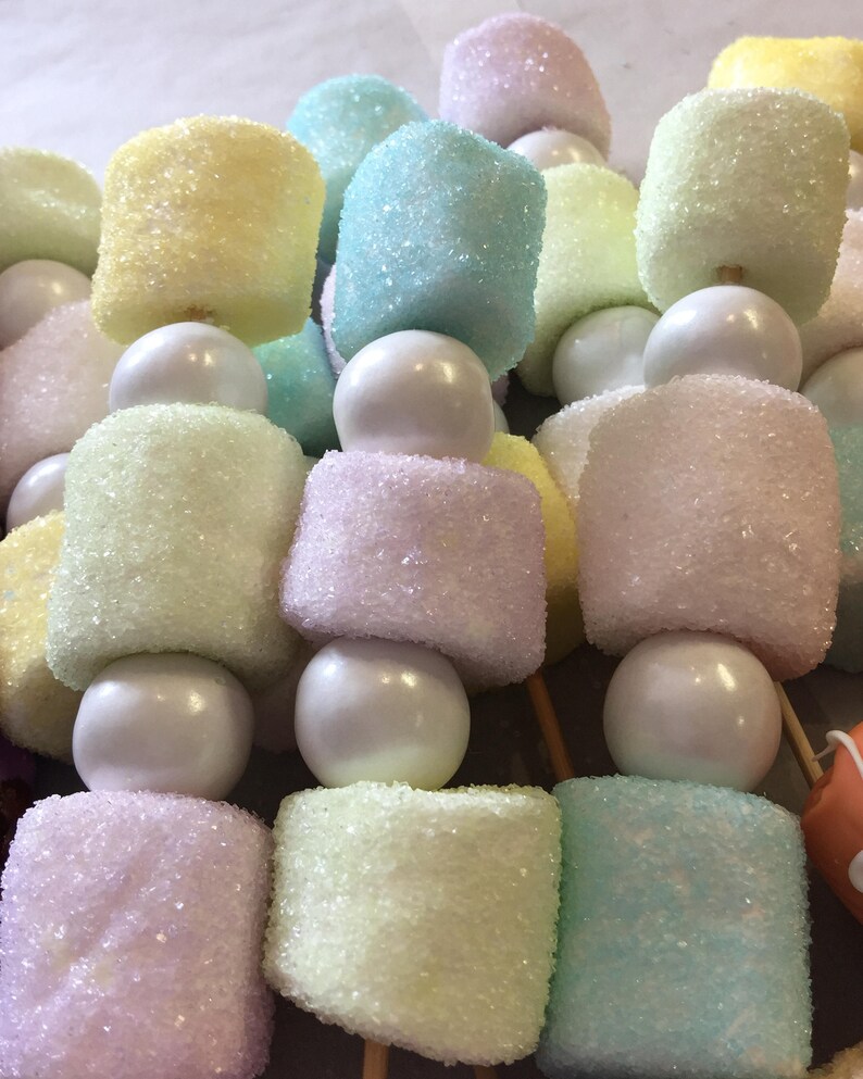 Candy Kabobs Marshmallow and Gum Ball Kabobs 1 Dozen Etsy