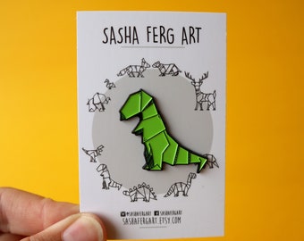 Origami T-Rex Dinosaur Enamel Pin