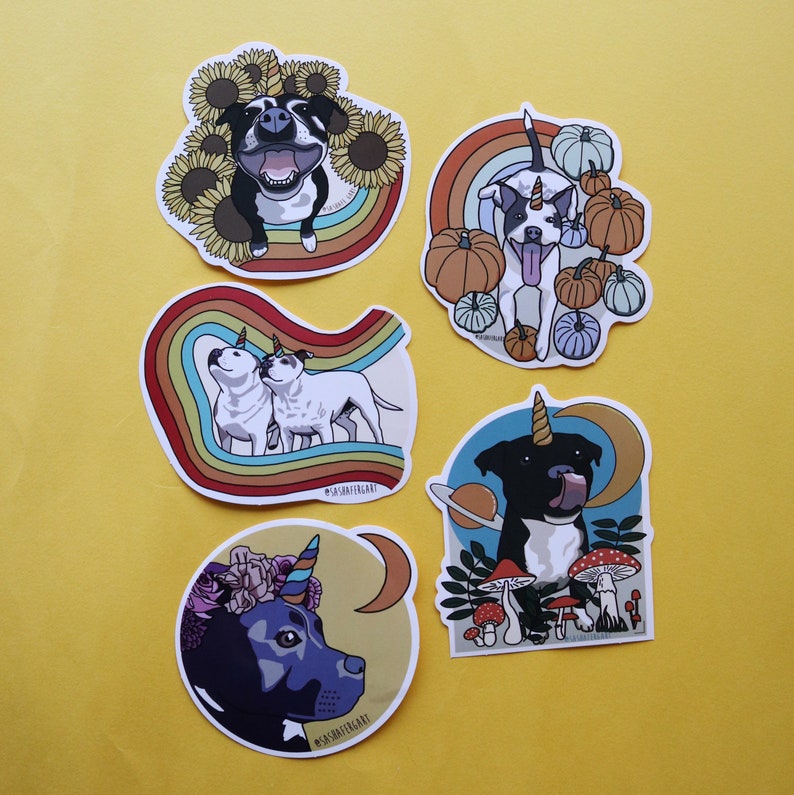 5 Unicorn Staffy Stickers NISBTR image 2