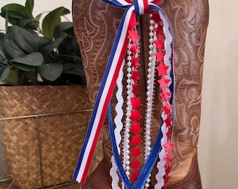 Boot Bows – Red, White & Blue Western Boot Accessories 1 Pair
