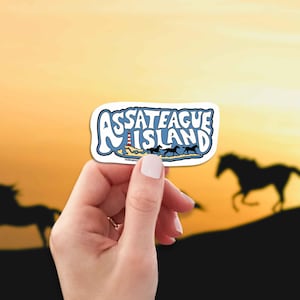 Assateague Island Travel Luggage Sticker, Wild Horses, Decal for Luggage, Car, Laptop, Indoor Outdoor Display, Waterproof and Weatherproof