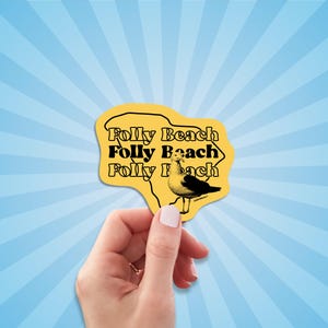Folly Beach Travel Luggage Sticker, Folly Beach South Carolina Decal For Water Bottle, Laptop, Car, Folly Beach Vacation Souvenir Art Gift