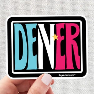 Denver Sticker, Denver Colorado Travel Luggage Sticker, Waterproof Outdoor Sticker for Car, Laptop, Water Bottle, Luggage, Crunchmouth