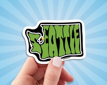 Seattle Travel Luggage Sticker, Washington Vacation Souvenir Decal For Water Bottle, Car, Laptop