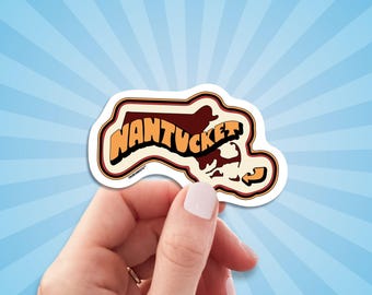 Nantucket Travel Luggage Sticker, Massachusetts Vacation Souvenir Decal For Water Bottle, Laptop, Car
