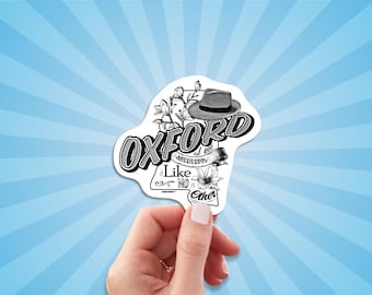 Oxford Travel Luggage Sticker, Oxford Mississippi Decal For Water Bottle, Car, Laptop