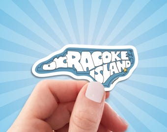 Ocracoke Island Travel Luggage Sticker, North Carolina Vacation Souvenir Decal For Water Bottle, Car, Laptop