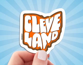 Cleveland Travel Luggage Sticker, Cleveland Ohio, Use on Suitcase, Laptop, Car, Water Bottle, Road Trip Sticker, State of Ohio Outline Decal