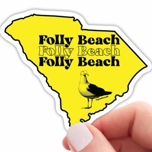 FOLLY BEACH South Carolina Sticker | Seagull | Family Vacation | Travel Decal | Laptop Sticker | Crunchmouth Designs