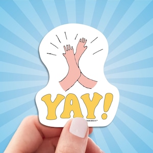 Yay High Five Sticker, Yay! Decal For Laptop, Water Bottle, Car
