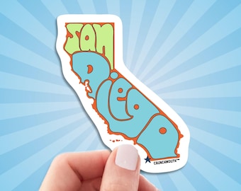 San Diego Travel Luggage Sticker, San Diego California Decal For Laptop, Water Bottle, Car, San Diego Vacation Souvenir, Cali Road Trip Gift
