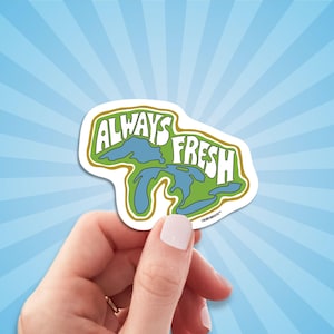 Great Lakes Always Fresh Travel Luggage Sticker, Vacation Souvenir Decal For Laptop, Water Bottle, Car