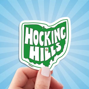 Hocking Hills Travel Luggage Sticker, Ohio State Park, Nature Waterfall, Wanderlust, Retro Decal for Car, Laptop, Water Bottle Sticker