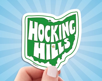 Hocking Hills Travel Luggage Sticker, Ohio State Park, Nature Waterfall, Wanderlust, Retro Decal for Car, Laptop, Water Bottle Sticker