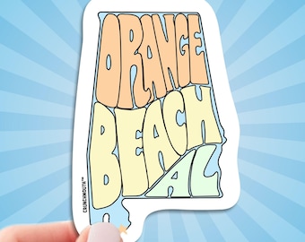 Orange Beach Travel Luggage Sticker, Orange Beach Alabama Decal for Car, Water Bottle, Laptop, OBA Vacation Souvenir, Gulf Coast AL Gift