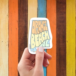 Orange Beach Travel Luggage Sticker, Orange Beach Alabama Road Trip, OBA Laptop Stickers, Water Bottle Sticker, Retro Vintage Bumper Sticker