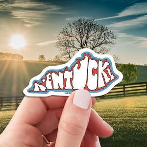 kentucky travel luggage sticker, hand display, kentucky background