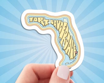 Fort Lauderdale Travel Luggage Sticker, Florida Vacation Souvenir Decal For Water Bottle, Laptop, Car